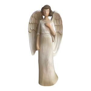 Seagull 2006 Guardian Angel Figural Wood Carved Collectible Hand On Heart